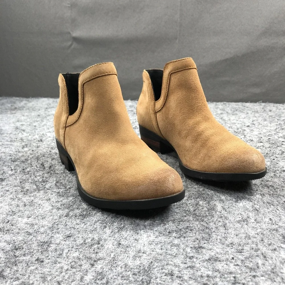 Sorel Lolla II Boots Womens 7 Brown Suede Pull On Ankle Booties Heel NL2809-224